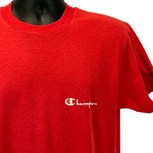 Vintage 80s Champion T Shirt Logo Single Stitch Graphic Tee Red Unisex L Large